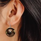 Sloth Faux Tool Leather 3D Look Button Earrings Jewelry 1" Dangle MADE IN USA