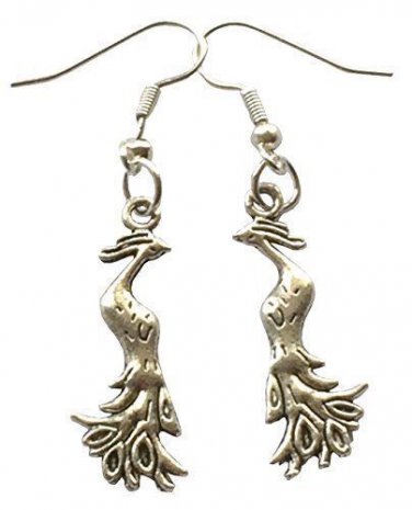 Peacock Tibetan Metal Dangle Earrings Novelty Jewelry