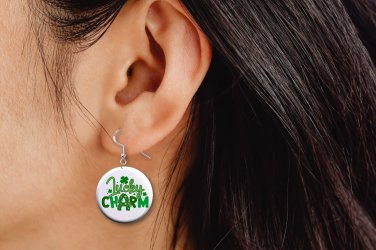 Lucky Charm St. Patrick's Day Dangle 1 in Button Earrings Jewelry