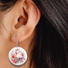 Pink Flamingos Button Earrings Jewelry 1" Dangle, Birds, Tropical, MADE IN USA
