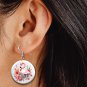 Pink Flamingos Button Earrings Jewelry 1" Dangle, Birds, Tropical, MADE IN USA