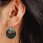 Colorful Goldfish Stain Glass Look Button Earrings Jewelry 1" Dangle MADE IN USA