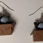 Black Cat in a Box Dangle Earrings Jewelry appx 1.5 inch Long Plastic NEW