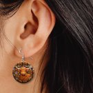Highland Cow Faux Leather 3D Look Button Earrings Jewelry 1" Dangle MADE IN USA