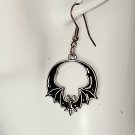 Goth Black Bats Earrings, Jewelry, Metal Enamel, Apprx 1 in. NEW
