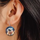 Christmas Polar Bear Button Earrings Jewelry 1" Dangle MADE IN USA NEW Christmas Polar Bear Button Earrings Jewelry 1" Dangle MADE IN USA NEW