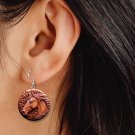 Faux Tool Leather Horse 3D Look Button Earrings Jewelry 1" Dangle MADE IN USA Faux Tool Leather Horse 3D Look Button Earrings Jewelry 1" Dangle MADE IN USA