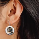 Reading Mouse in a Hole in a Wall Button Earrings Jewelry 1" Dangle MADE IN USA
