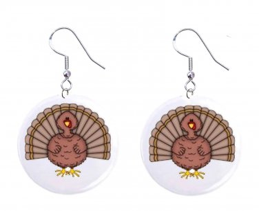 Turkey Thanksgiving Dangle Button Earrings Jewelry Novelty NEW