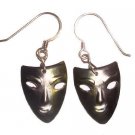 Metal Drama Masks Duo Tone Dangle Pierced Earrings NEW 3/4 inch long