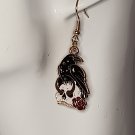 Goth Crow & Skeleton Skull Earrings, Jewelry, Metal Enamel, Apprx 1 in. NEW