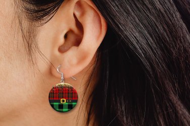 Santa Christmas Suit Button Earrings Jewelry 1" Dangle MADE IN USA NEW