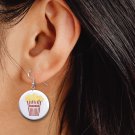 Popcorn Movie Night Button Earrings Jewelry 1" Dangle MADE IN USA - NEW