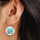 Teacher Life School Button Earrings Jewelry 1" Dangle, MADE IN USA Teacher Gift