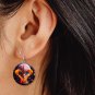 3D Looking Alien Flat Button Earrings Jewelry 1" Dangle MADE IN USA NEW