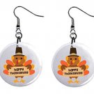 Turkey Happy Thanksgiving Pilgrim Dangle Button Earrings Jewelry Novelty NEW