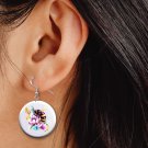 Bumble Bees on Flowers Button Earrings Jewelry 1" Dangle MADE IN USA NEW