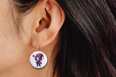 Halloween Scary Chibi Clown Dangle Button Earrings Jewelry Novelty NEW