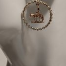 Goldtone Cowboy & Horse with Rope Design Hoop Dangling Pierced Earrings, Posts