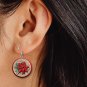 Christmas Poinsettia 3D LOOK Button Earrings Jewelry 1" Dangle MADE IN USA NEW