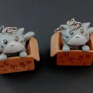 Gray Cat in a Box Dangle Earrings Jewelry appx 1.5 in Long  Plastic NEW