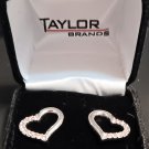 Sideways Heart Silver w Pink Rhinestones Pierced Post Style Earring Jewelry, New Sideways Heart Silver w Pink Rhinestones Pierced Post Style Earring Jewelry, New