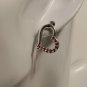 Sideways Heart Silver w Pink Rhinestones Pierced Post Style Earring Jewelry, New