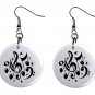 Musical Notes Button Earrings Jewelry 1" Dangle MADE IN USA NEW