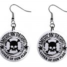 American Patriot Button Earrings Jewelry 1" Dangle MADE IN USA NEW