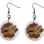 Books and Coffee Button Earrings Jewelry 1" Dangle MADE IN USA NEW