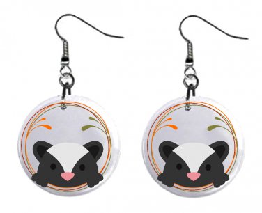 Skunk Cartoon Design Animal Wildlife Jewelry Metal Button Novelty Earrings