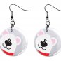 Christmas Peeking Polar Bear Button Earrings Jewelry 1" Dangle MADE IN USA NEW