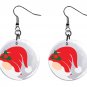Christmas Peeking Santa Button Earrings Jewelry 1" Dangle MADE IN USA NEW