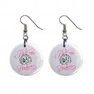 Bichon Dog Design Animal Pets Jewelry Metal 1 " Button Novelty Earrings