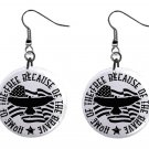 Home of the Free Because Brave Button Earrings Jewelry 1" Dangle MADE IN USA NEW