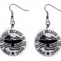 Home of the Free Because Brave Button Earrings Jewelry 1" Dangle MADE IN USA NEW