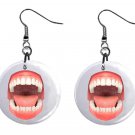 Open Mouth Teeth Dentist Button Earrings Jewelry 1" Dangle MADE IN USA NEW