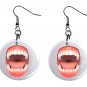 Open Mouth Teeth Dentist Button Earrings Jewelry 1" Dangle MADE IN USA NEW