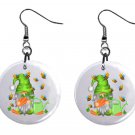 Gnome with Green Bumblebees Button Earrings Jewelry 1" Dangle MADE IN USA NEW Gnome with Green Bumblebees Button Earrings Jewelry 1" Dangle MADE IN USA NEW