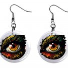 Dragon Eyes Design, Button Earrings Jewelry 1" Dangle MADE IN USA NEW