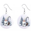 White Christmas Holiday Silver Gnome Button Earrings Jewelry 1" Dangle MADE IN USA NEW White Christmas Holiday Silver Gnome Button Earrings Jewelry 1" Dangle MADE IN USA NEW
