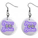 Bunco Babes Design, Button Earrings Jewelry 1" Dangle MADE IN USA NEW