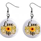 Love Mom Life Design, Button Earrings Jewelry 1" Dangle MADE IN USA NEW