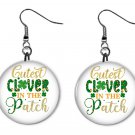 Cutest Clover Design, Button Earrings Jewelry 1" Dangle MADE IN USA NEW