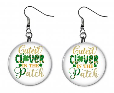 Cutest Clover Design, Button Earrings Jewelry 1" Dangle MADE IN USA NEW