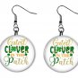 Cutest Clover Design, Button Earrings Jewelry 1" Dangle MADE IN USA NEW