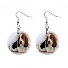 Basset Hound Dog Pet Lover Jewelry Button Earrings 1 inch, MADE IN USA