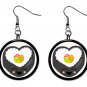 SUSHI Heart Roll Button Earrings Novelty Jewelry 1" Dangle MADE IN USA NEW