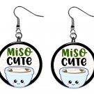 SUSHI "Miso Cute" Button Earrings Novelty Jewelry 1" Dangle MADE IN USA NEW