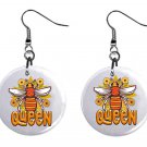 Queen Bee, Honey Bee, Button Earrings Jewelry 1" Dangle MADE IN USA NEW
